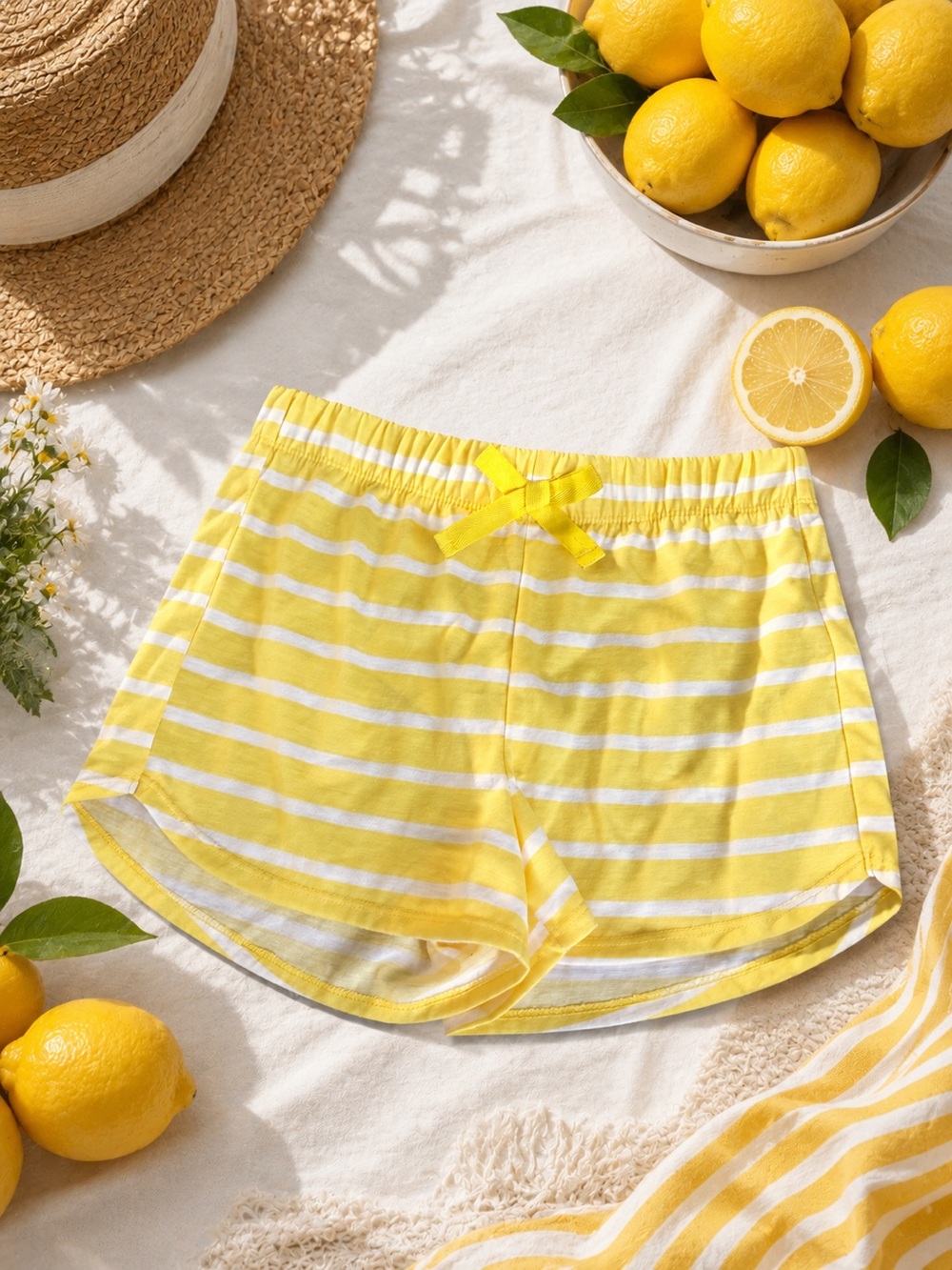 Old Navy Yellow and White Striped Girls Shorts